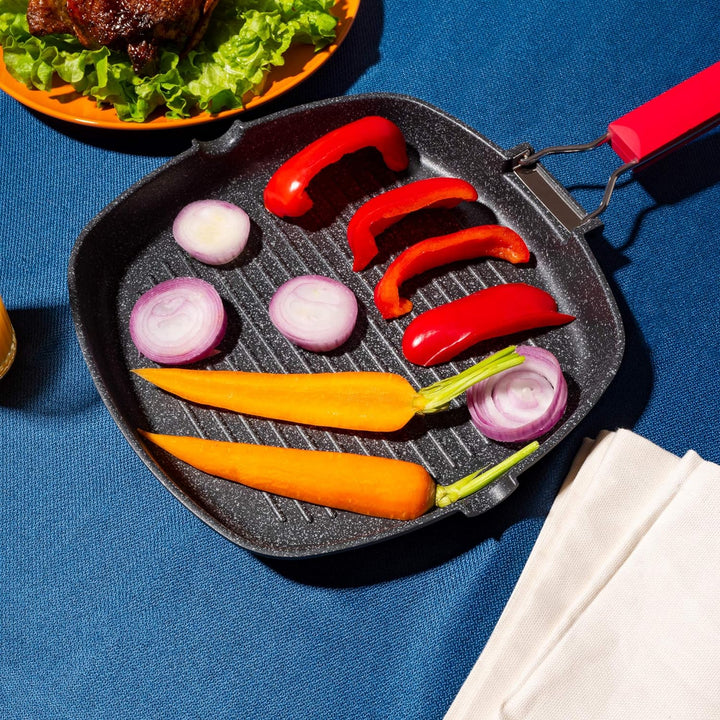 Moneta Grillpfanne 24 x 34 cm Pro Grill mit Klappgriff auch für Induktion