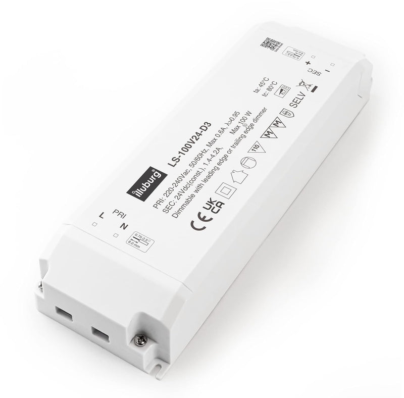 illuburg LED Trafo 24V Dimmbar Triac 33W - 100W für LED Strip Lampe LED Netzteil Treiber Transformat