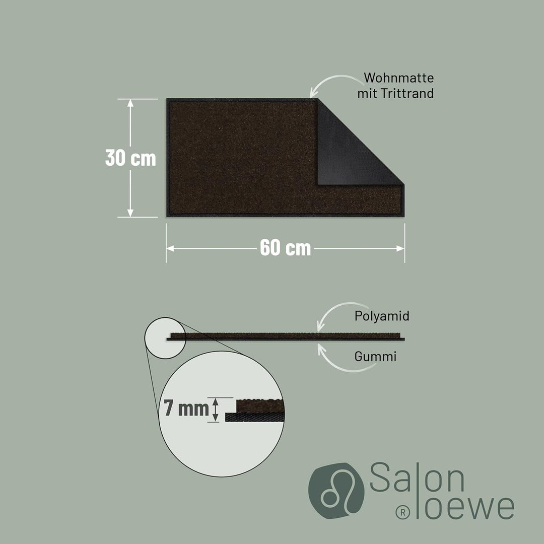 Salonloewe Fussmatte 030x060 cm Schokobraun Fussabtreter, innen, aussen, Schmutzfangmatte, Sauberlau