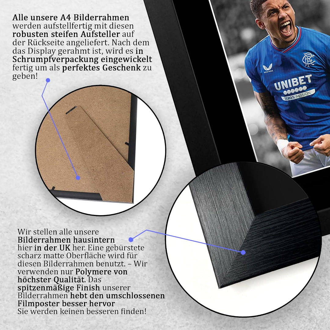 HWC Trading FR A4 James Tavernier Rangers Gifts Autogramm-Bild für Fans und Fans, gerahmt, A4 (gerah
