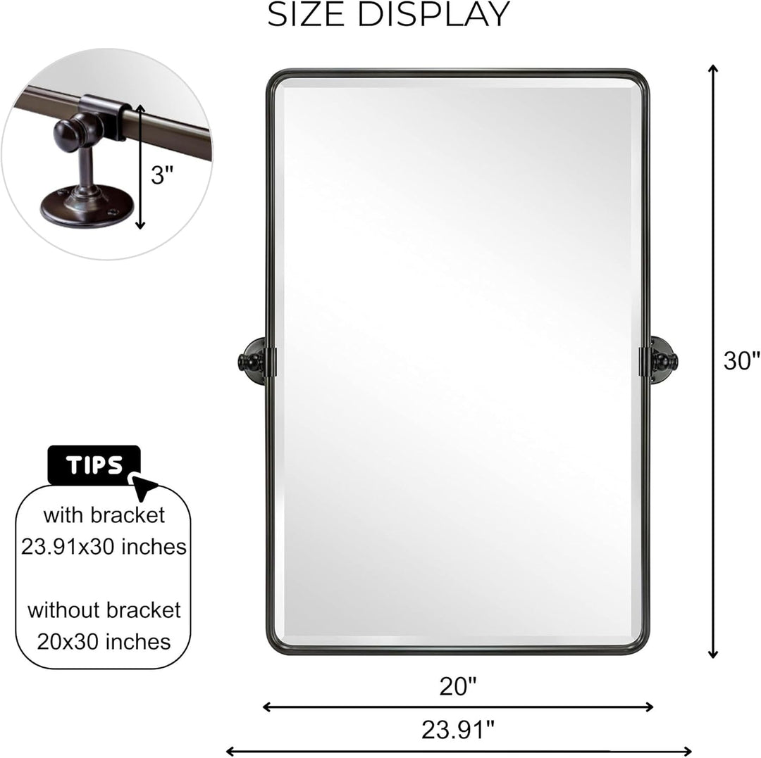 TEHOME 50,8 x 76,2 cm Pivot Rechteck Badezimmerspiegel Öl eingerieben Bronze Metall gerahmt Kippen a