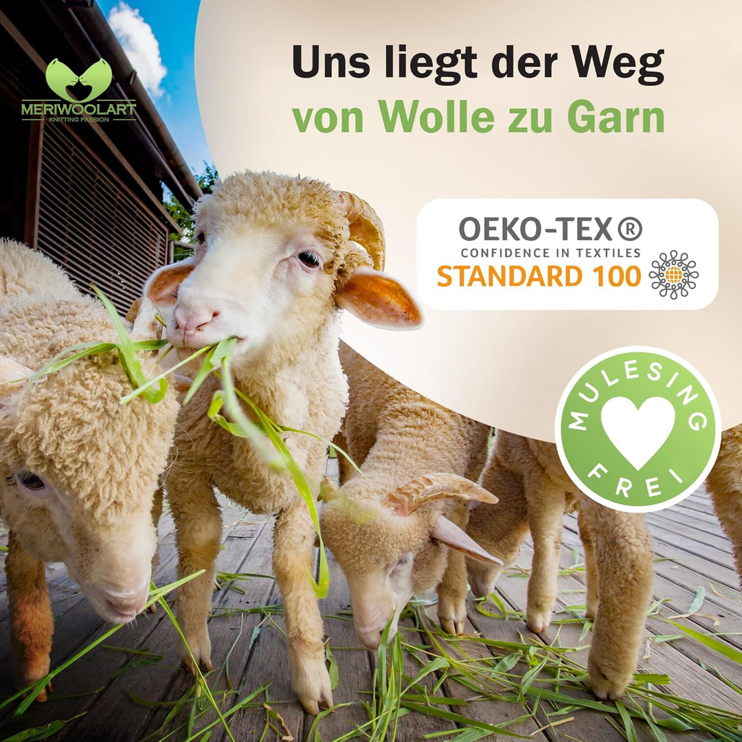 MeriWoolArt® 100% XXL Merino Wolle Garn 4-5cm Dicke Wolle Garn, Filzwolle Trockenfilzen Nassfilzen,