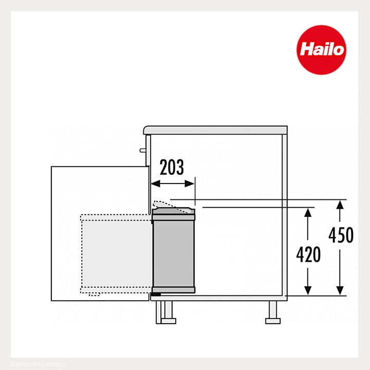 Hailo Abfallsammler 341610 | Duo 16 L Mülleimer | Einbau ab 45 cm Schrankbreite | Edelstahl Schwarz