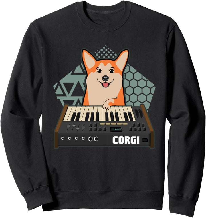 Corgi Synthesizer Musiker Hund Sweatshirt