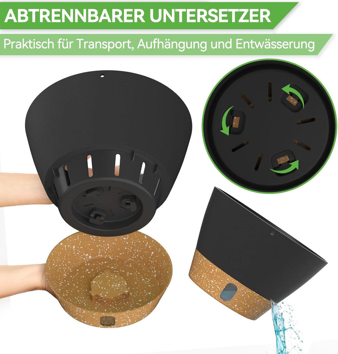 ZMTECH Hängetopf für Pflanzen, 2er-Set Φ20cm Blumentopf Hängend Drainage, Kleine Hängende Blumentöpf
