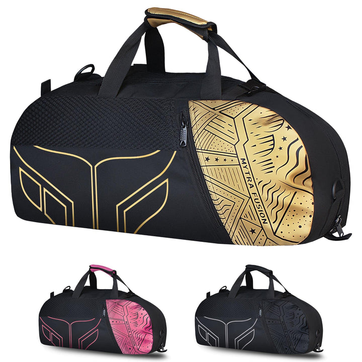 Mytra Fusion Sporttasche mit Schulter sporttaschen zum Herren &amp; Damen trainingstasche (Gold) Black/G