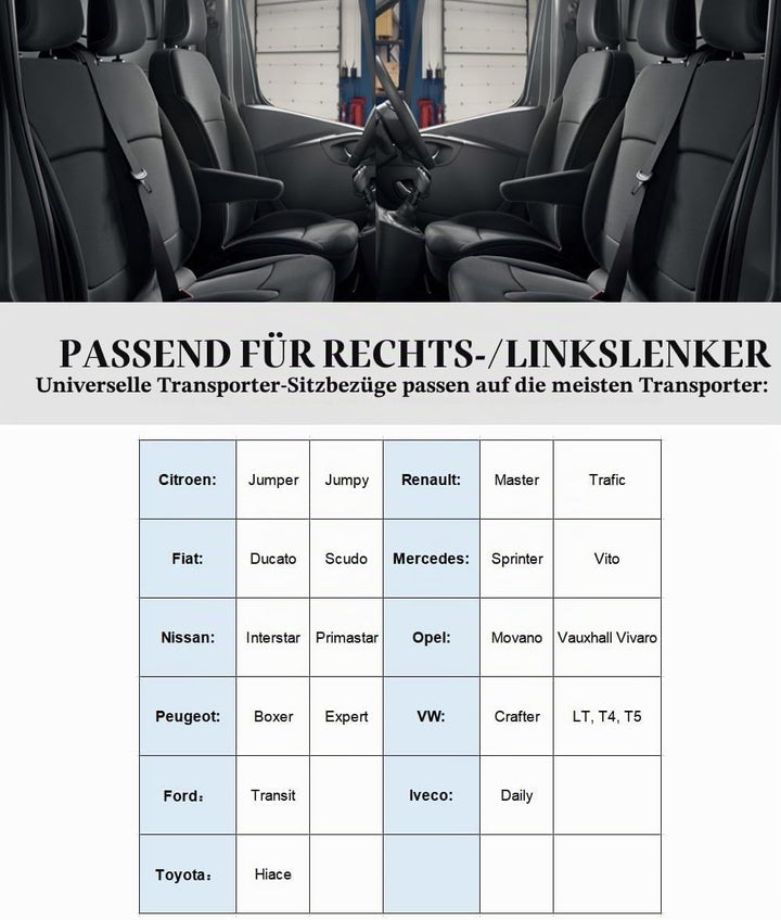 TOYOUN Universal Sitzbezüge Auto für Transporter LKW - Kompatibel mit Geteilter Basis Sitzunterseite