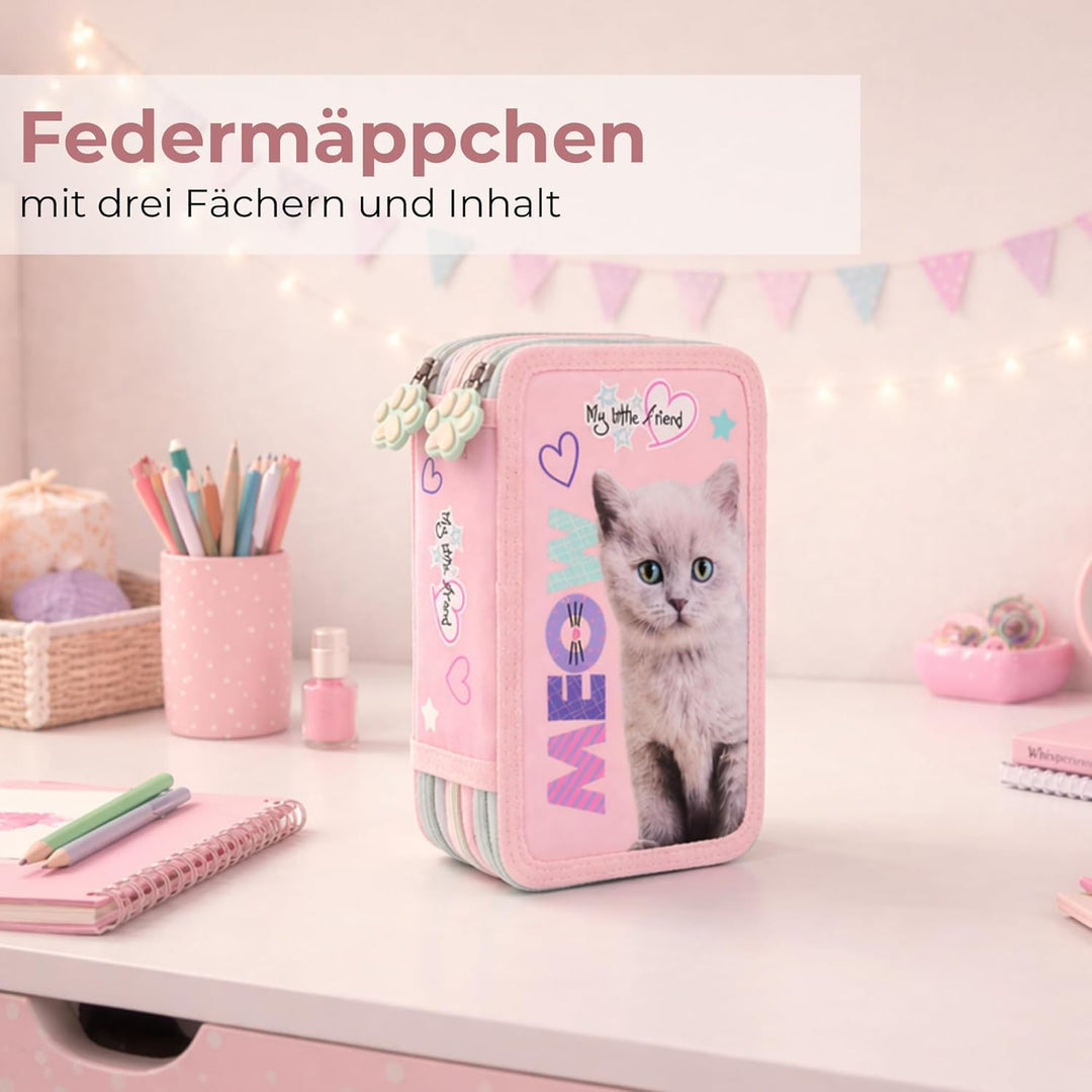 Goldkids - Federmäppchen 3 Fächer - Mäppchen für Mädchen und Jungen - Federmappe 3-Fach Federtasche