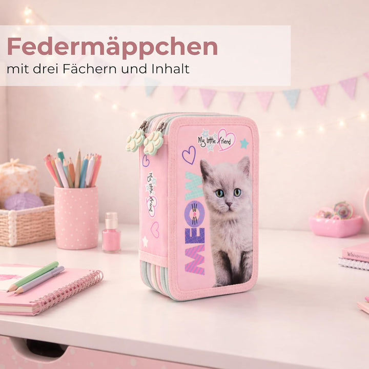 Goldkids - Federmäppchen 3 Fächer - Mäppchen für Mädchen und Jungen - Federmappe 3-Fach Federtasche
