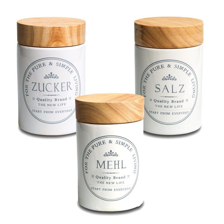 mehl zucker salz aufbewahrung set vorratsdosen khg behälter Kapazität je 1 Liter Küchen Aufbewahrung