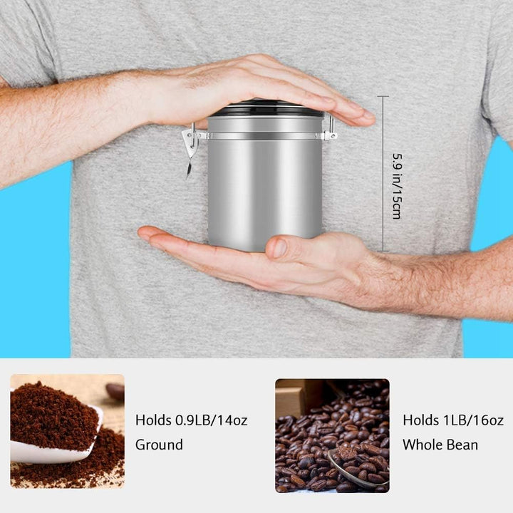 1 , 5 Liter Vakuum Kaffeedose Edelstahl Aromaverschluss Kaffee Luftdichte Kaffeebohnen Kanister für
