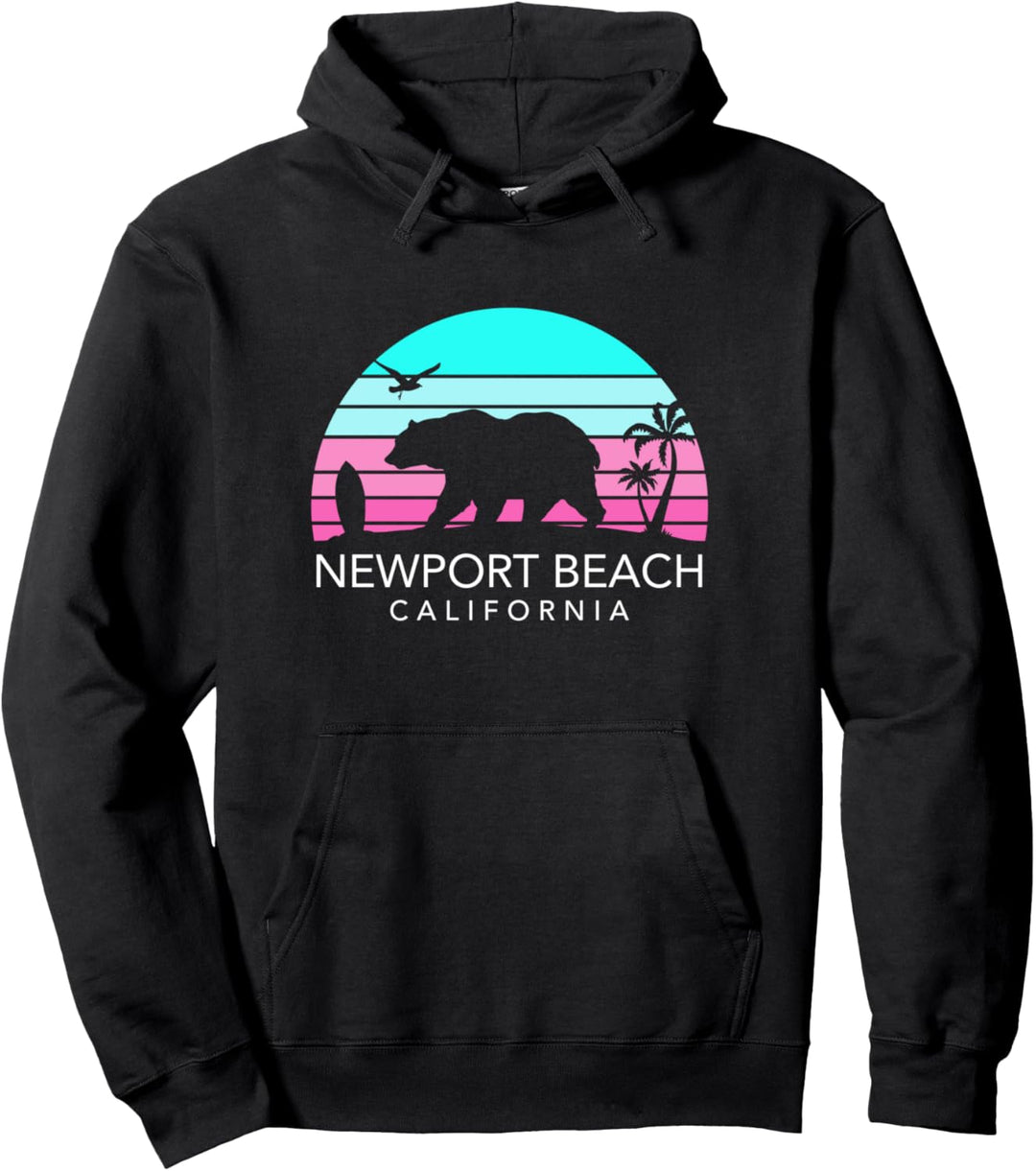 Newport Beach Retro Kalifornien Sonnenuntergang Surfen Pullover Hoodie