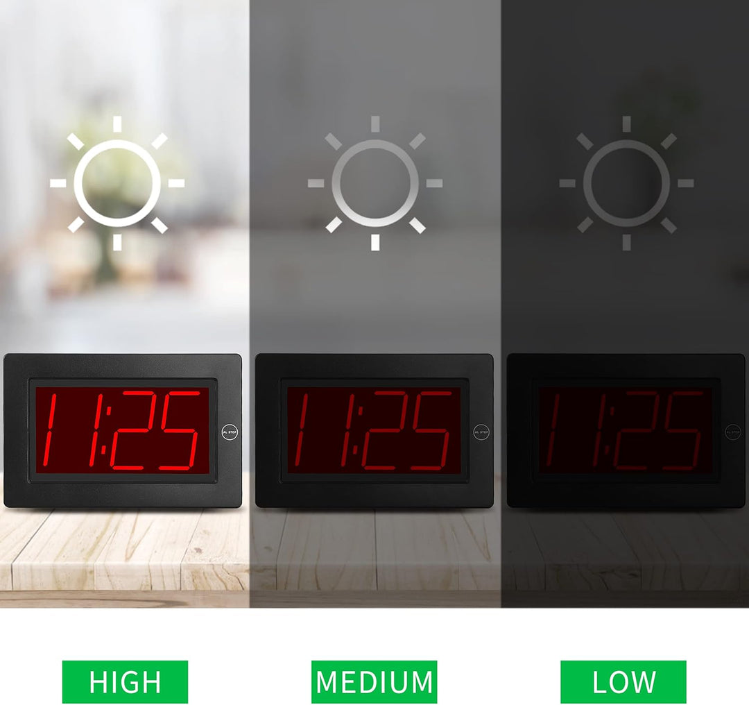 KWANWA Digitale Wecker Uhren LED Wanduhr mit 3 '' grossem Display nur batteriebetrieben Schwarz-rote