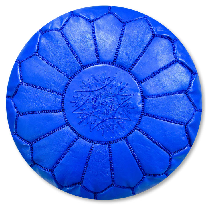 Poufs&Pillows Marokkanischer Echtleder Pouf - Handgefertigt - Gefüllt Geliefert - Ottoman, Sitzsack,