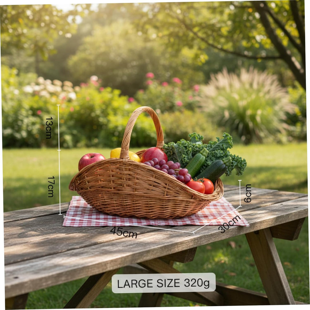 Gartenkorb, Erntekorb, handgewebter Garten mit Griff, grosse gewebte Picknickkörbe für Bauernhaus-De