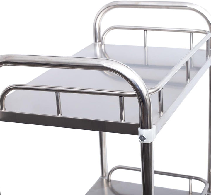 Allpax Labor-Rollwagen aus Edelstahl mit 2 Ablagen und Lenkrollen, 600 x 400 x 860 mm, 100 kg Tragfä