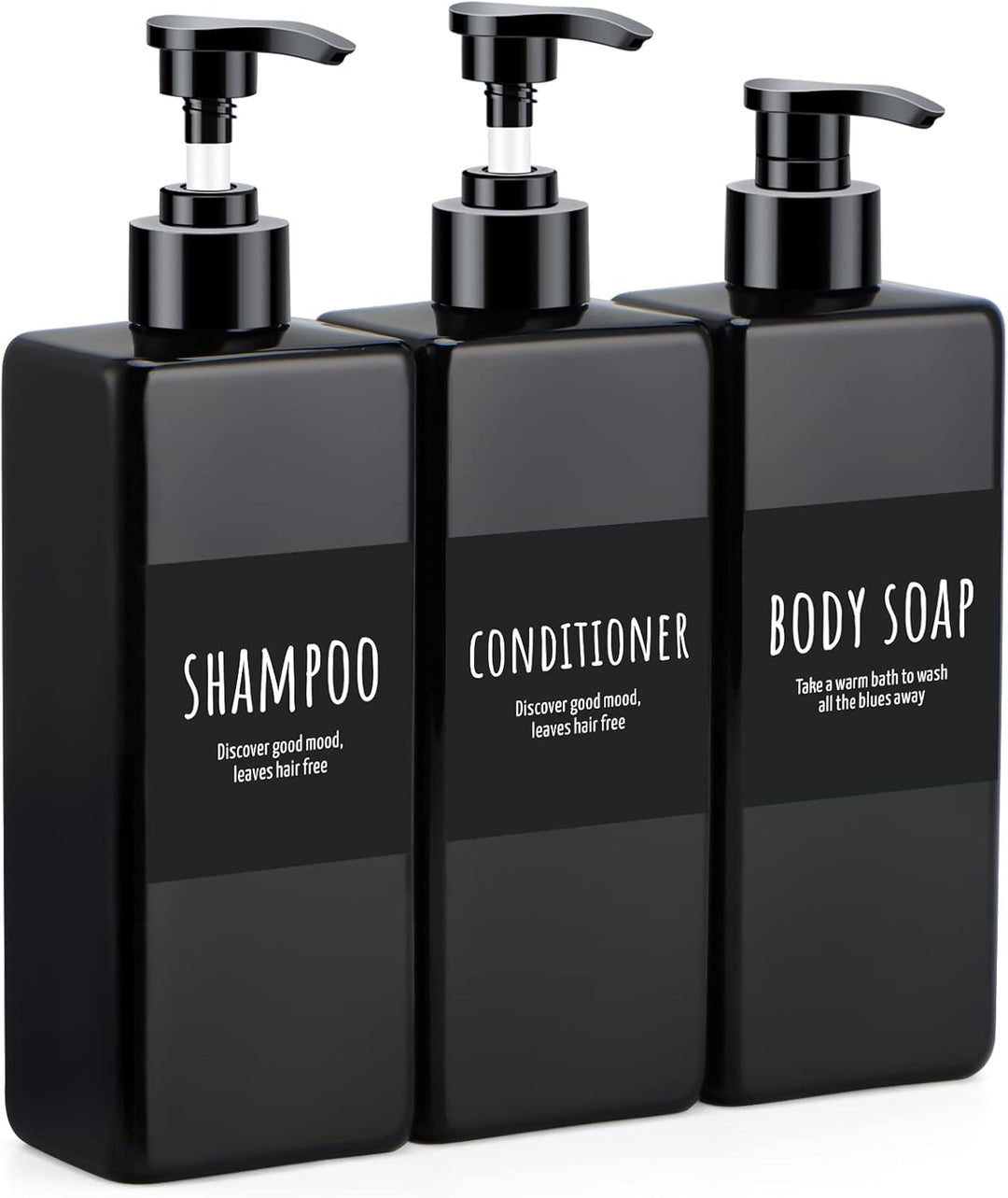 Segbeauty Nachfüllbarer Spender für Dusche, 500 ml, leere Pumppressflaschen mit Etiketten, Kunststof