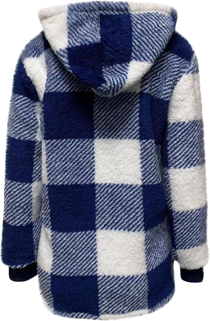 Ansenesna Fleecejacke Damen Mit Kapuze Flauschig Winterjacke Damen Warm Gefüttert Wintermantel Elega