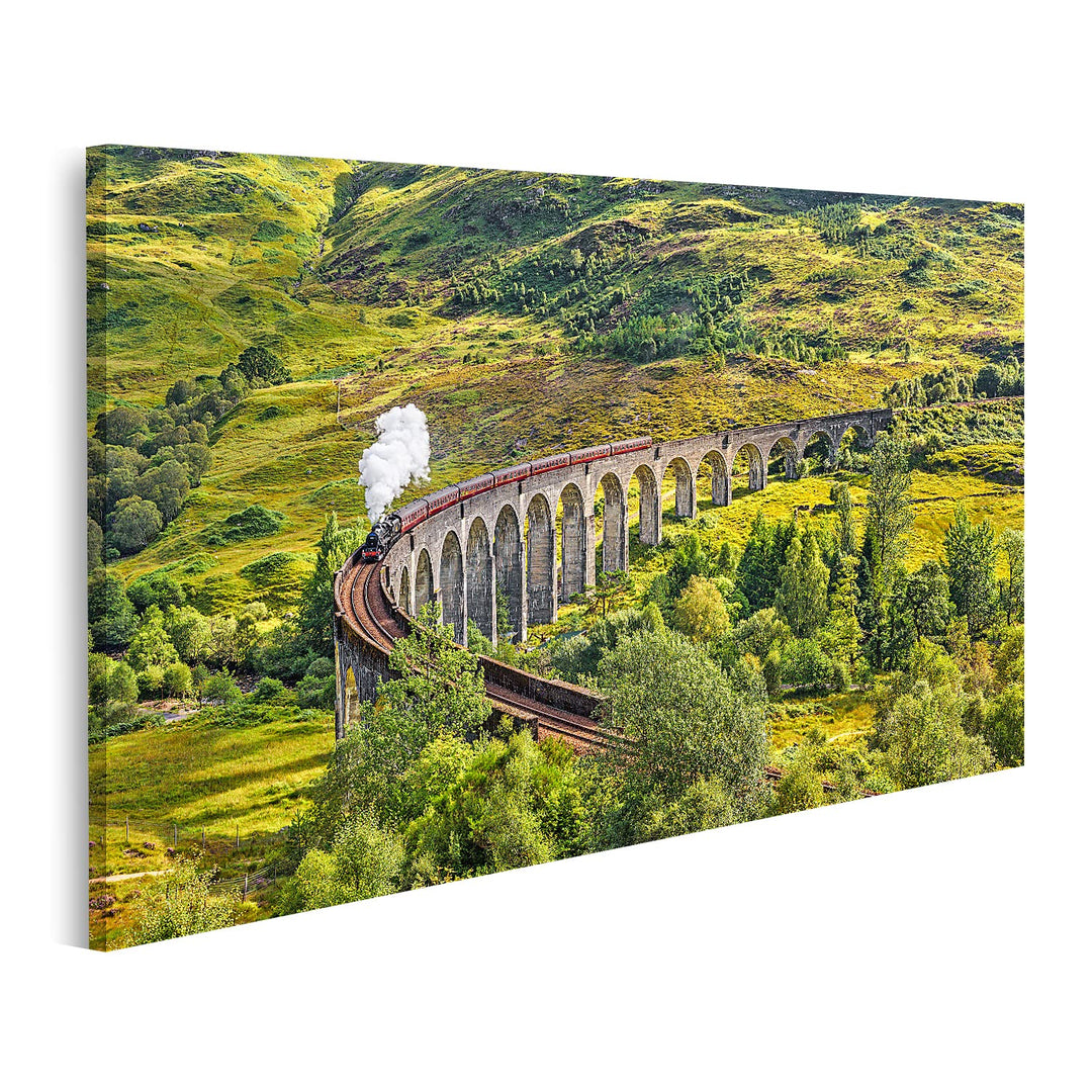 islandburner Bild auf Leinwand Glenfinnan Eisenbahn Viadukt Schottland Dampf Zug Jacobite Bilder Wan