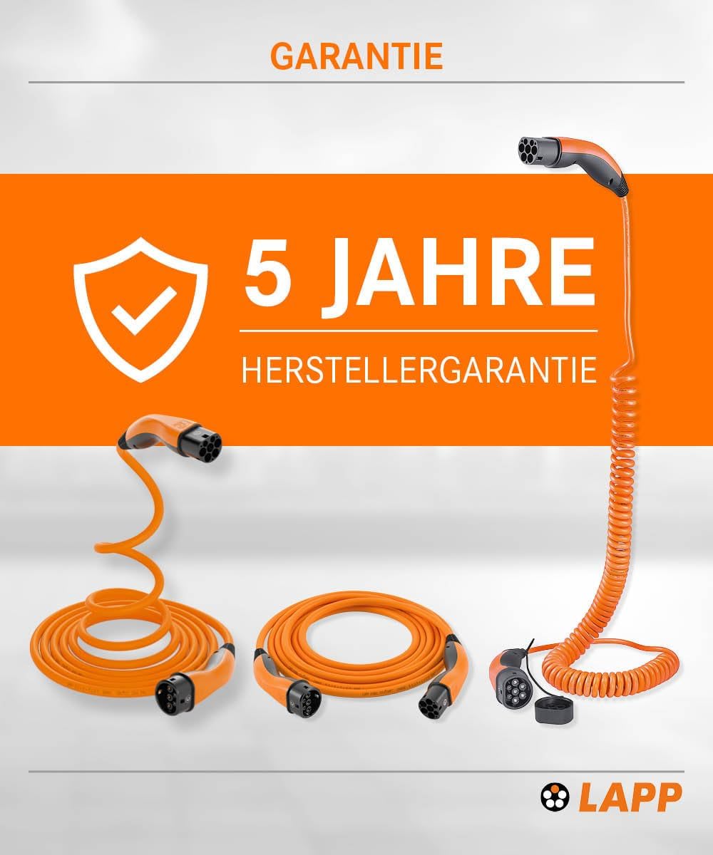 LAPP MOBILITY Helix Typ 2 Ladekabel 22 KW/Selbstaufrollend / 32 A / 3-Phasig/E-Auto Ladekabel/Mode 3