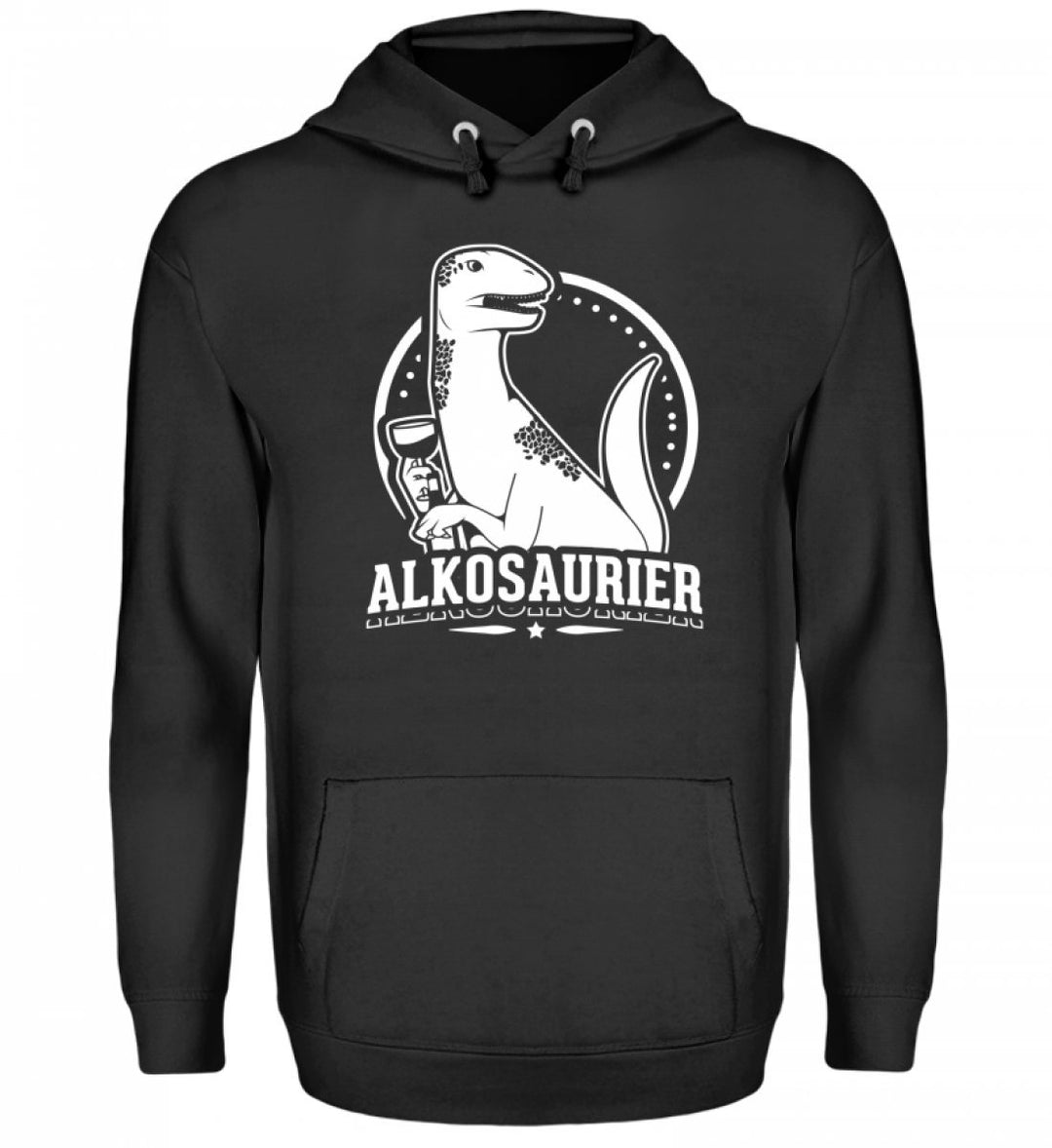 Chorchester Hochwertiger Unisex Kapuzenpullover Hoodie - Alkosaurier Aufgepasst! L Jet Schwarz, L Je