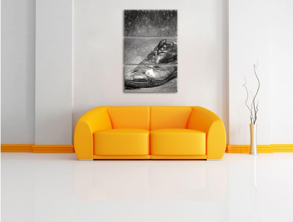 Pixxprint Maus im Schuh als Leinwandbild/Grösse: 3 Teilig (120x80) cm/Wandbild/Kunstdruck/fertig bes
