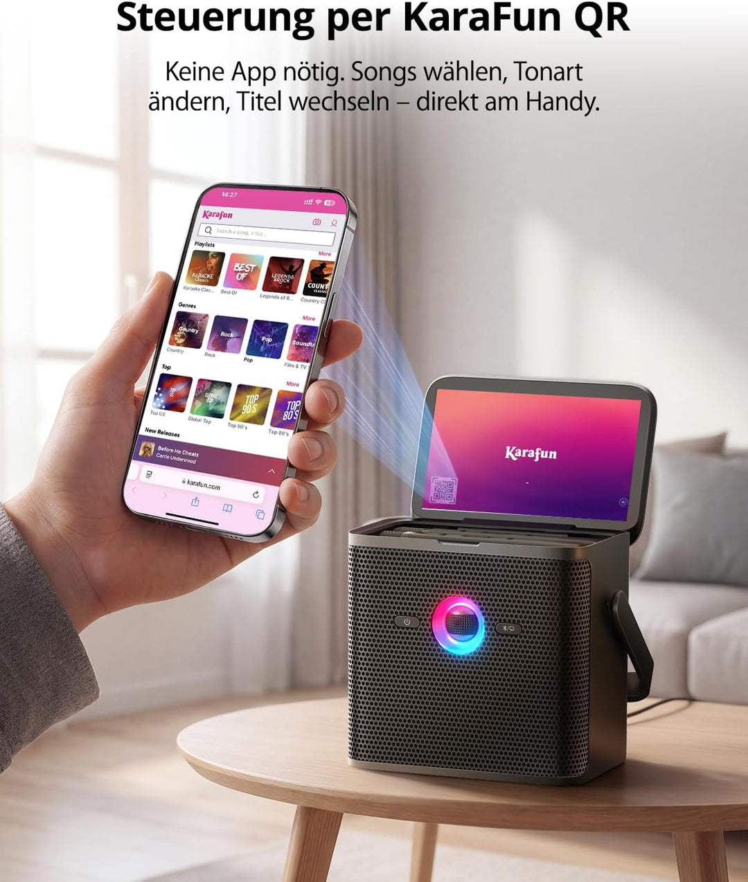 Ikarao Karaoke-Maschine für Erwachsene, mit Songtext-Display, 32 GB Karaoke-Tablet, 2 kabellose Mikr