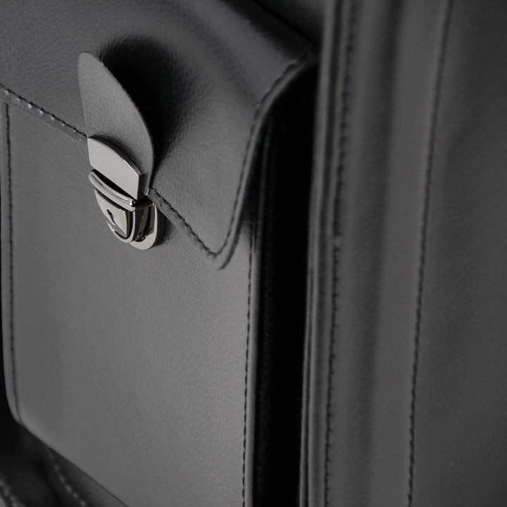 Roberto Romano handgefertigter Luxus Pilotenkoffer Milano aus Echtem Leder in schwarz 45043 | Lederk