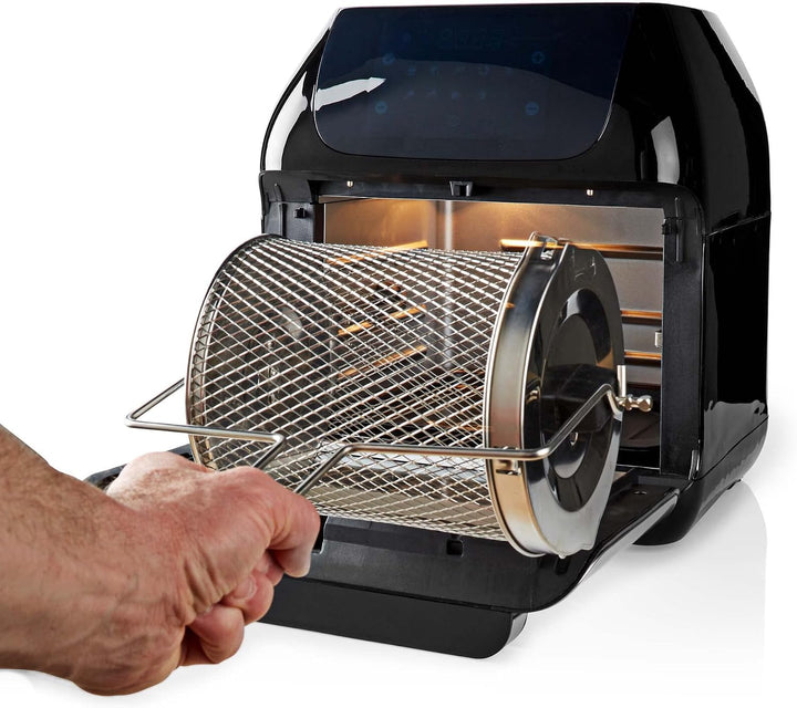 Nedis KAAFO300EBK Heissluftfritteuse – 12L – 1500W – Touchscreen – 9 Programme – Mit Drehspiess – Sc