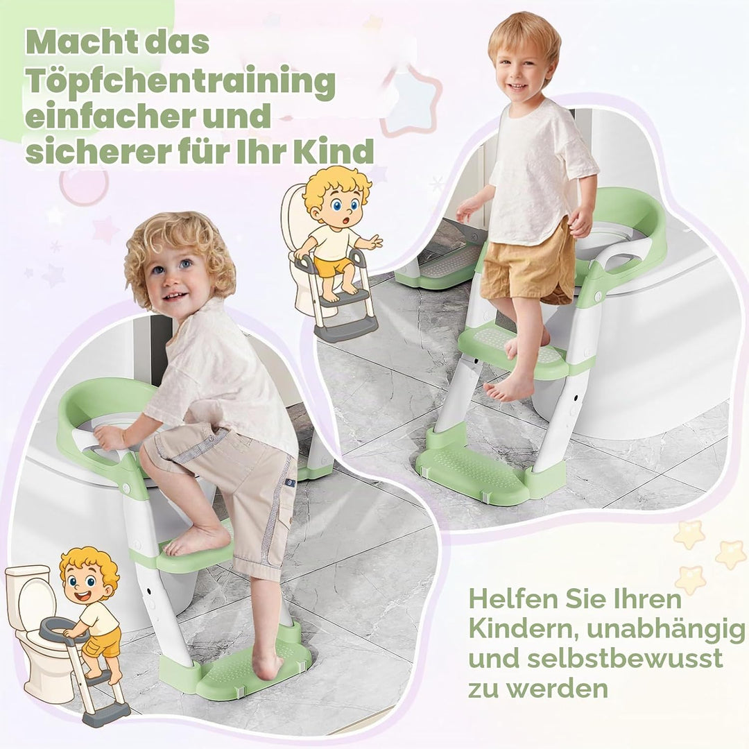 Toilettensitz Kinder, 3 IN 1 Toilettensitz Kinder mit Treppe für Jungen Mädchen, Upgraded 3-in-1 Bab