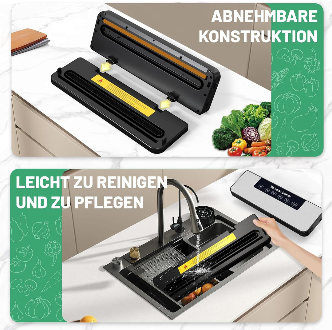 Raycial Vakuumiergerät für Lebensmittel, 6-in-1 Vakuumierer | Mit 10 Vakuumierbeuteln, 6 Modi, Trock