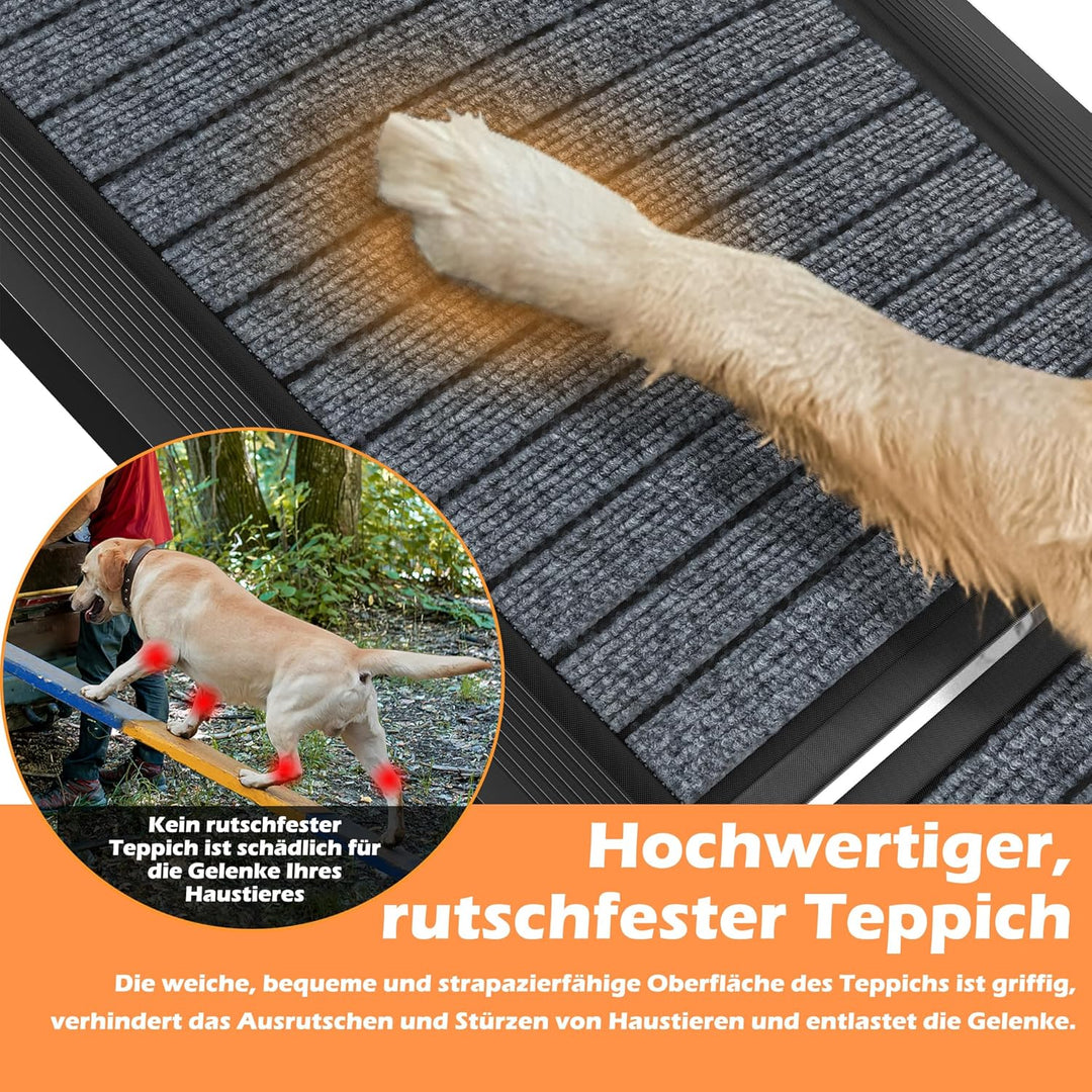 HENGMEI Hunderampe Klappbar Hundetreppe Auto Faltbare Kunststoff Hundeautorampe Hunde Auffahrrampe K