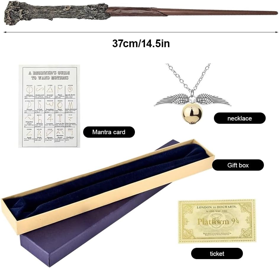 Zauberstab HPotter, Luxus Zauberstab mit Stahlkern, 37CM Elderstab Harry aus Stahlkern und Harz mit
