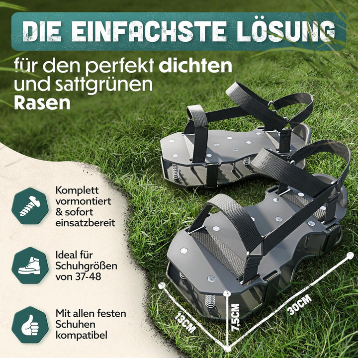 RASENKÖNIG Nagelschuhe Pro | Rasenlüfter Schuhe + Estrichschuhe | Rasenbelüfter Vertikutierer und Ae