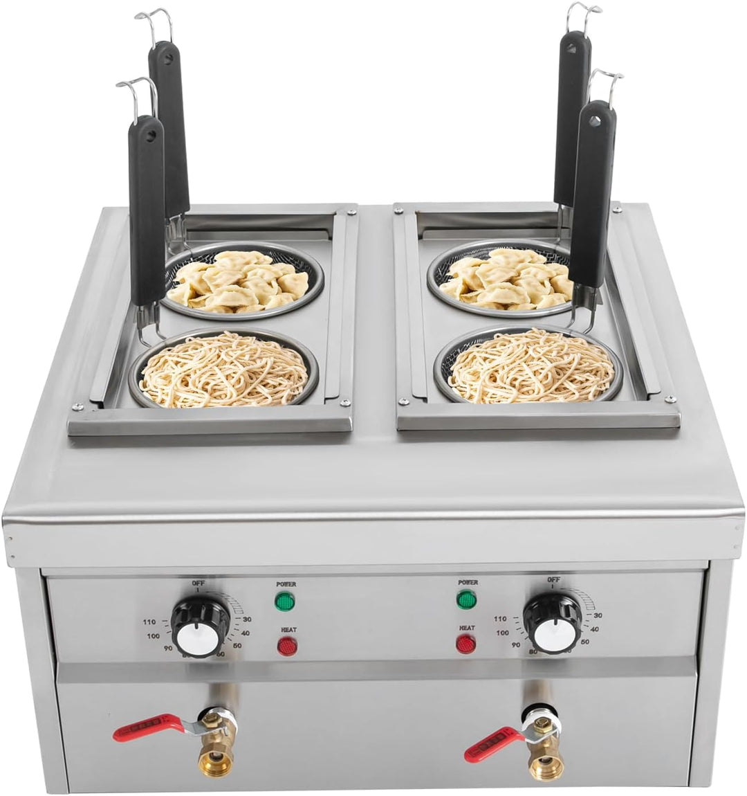 2KW Nudelkocher mit 4 Körben, Nudelkocher Pastakocher aus Edelstahl Pastakocher Pasta Station, Tempe