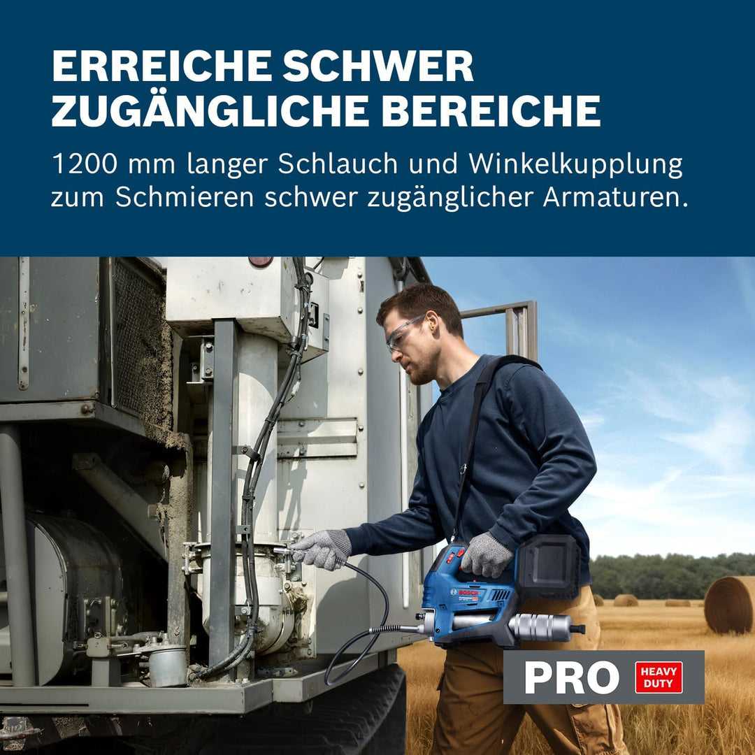 Bosch Professional 18V System Akku-Fettpresse GFP 18V-10 (max. Betriebsdruck 10.000 psi, max. Durchf