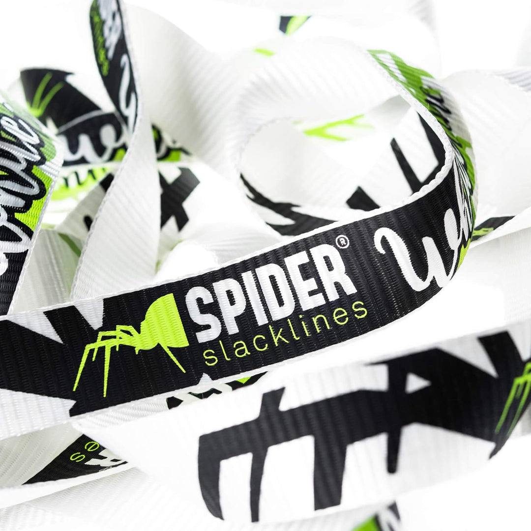 SPIDER SLACKLINE SKS01 - Slackline Kit White line - Workout und Gleichgewichtstraining, Walk &amp; Frees