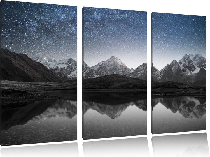 Pixxprint Sternenhimmel über dem Gebirge als Leinwandbild/Grösse: 3 Teilig (120x80) / Wandbild/Kunst