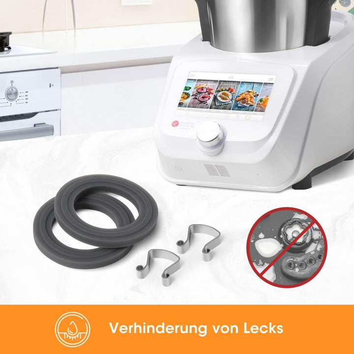 AIEVE 2 Stk. Messer Fix Clips und Dichtungsringe Set kompatibel mit Lidl Monsieur Cuisine Connect, C