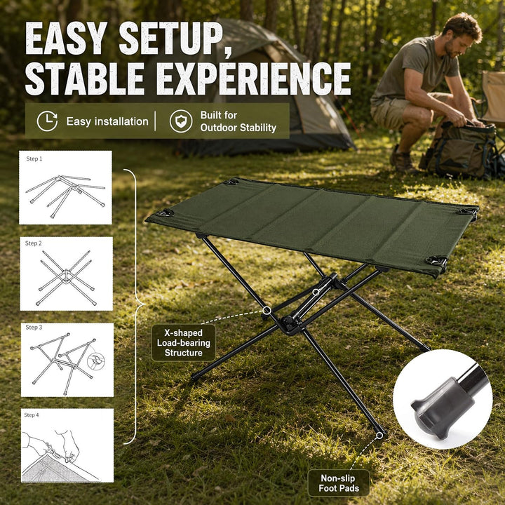 Klappbarer Campingtisch Ultraleicht und stabil, Tragbarer Outdoor Tisch mit praktischer Tragetasche,