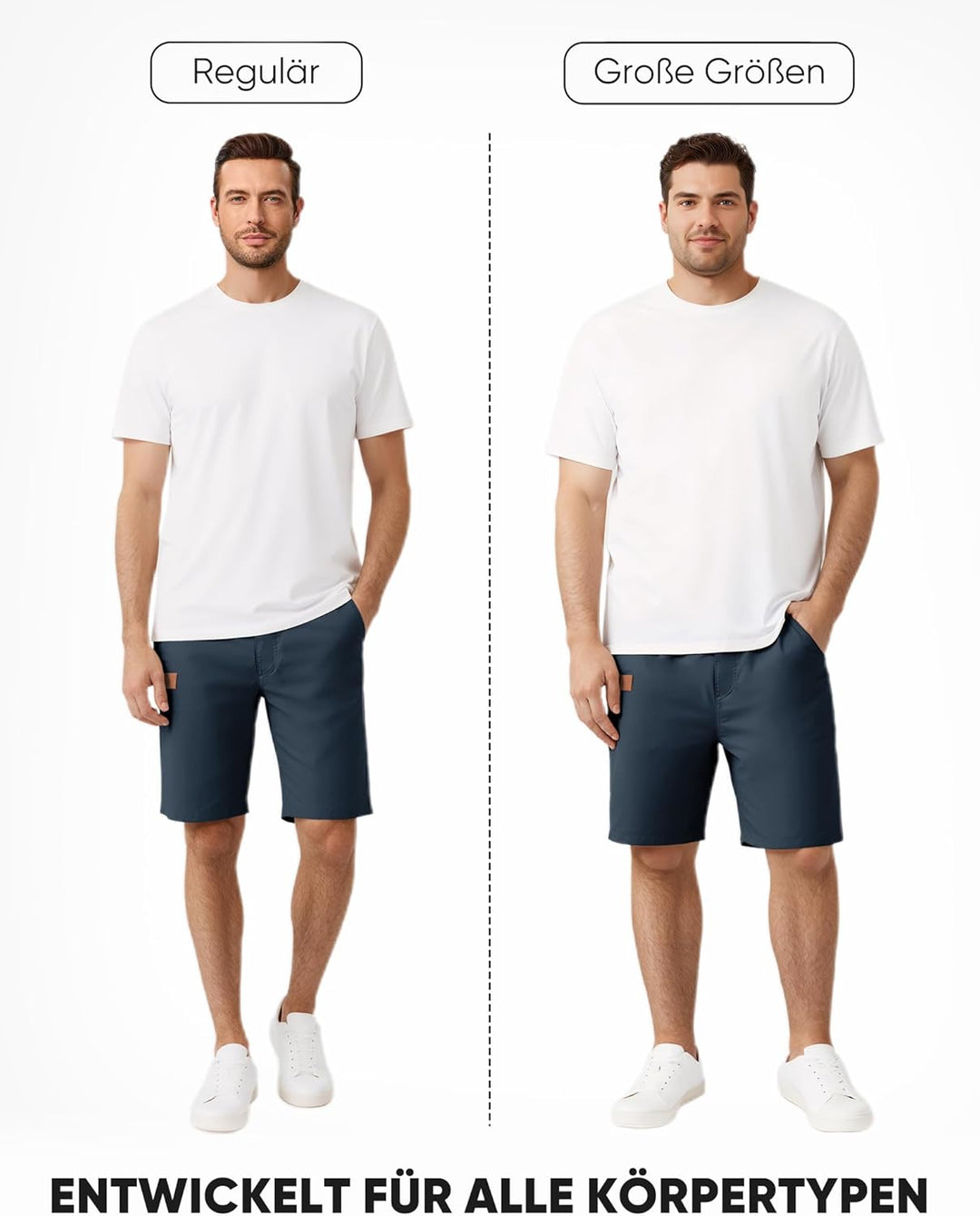 JMIERR Kurze Hosen Herren Shorts Herren Sommer Chino Baumwolle Elastische Taille mit Taschen XL E Bl