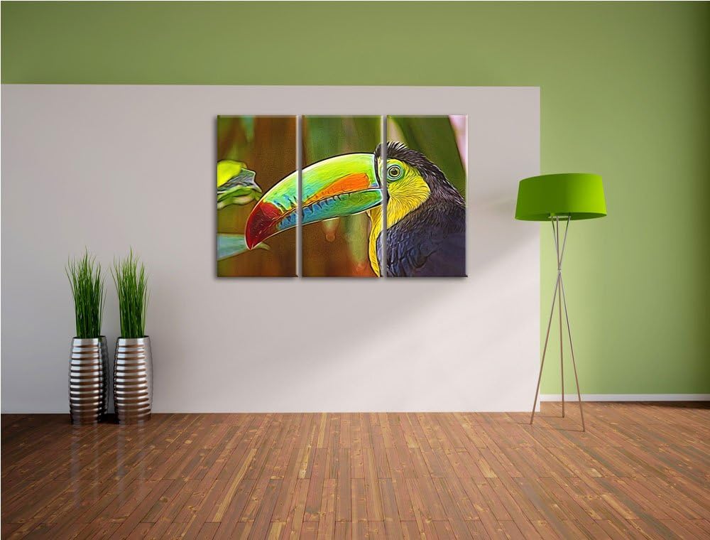 schöner Tukan Spezial 3-Teiler Leinwandbild 120x80 Bild auf Leinwand, XXL riesige Bilder fertig gera