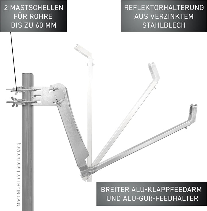 GALLUN 80cm Profi-Type ALU Parabolantenne rot Alu Profi Ziegelrot, Alu Profi Ziegelrot