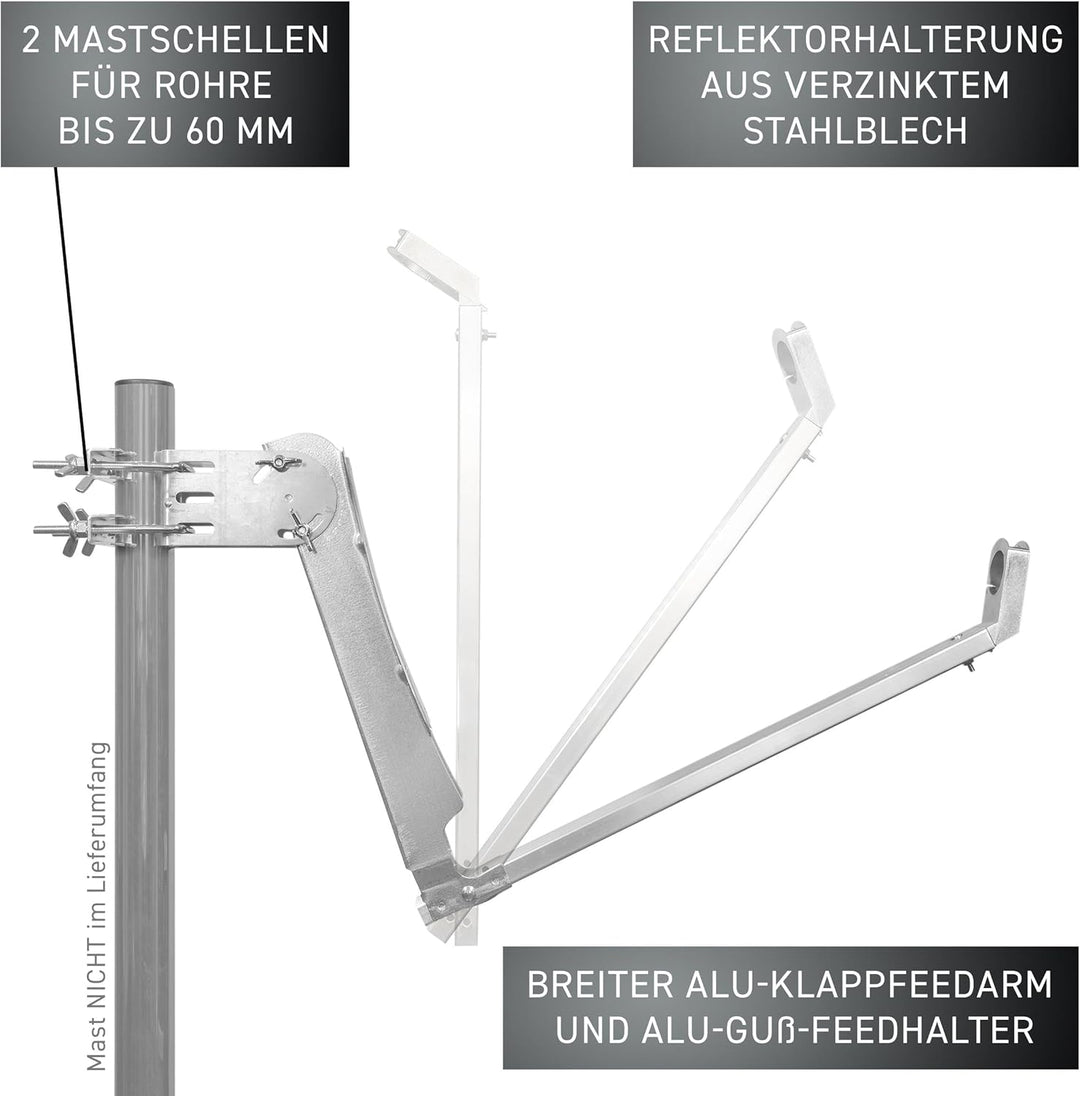GALLUN 80cm Profi-Type ALU Parabolantenne hellgrau Alu Profi Hellgrau, Alu Profi Hellgrau