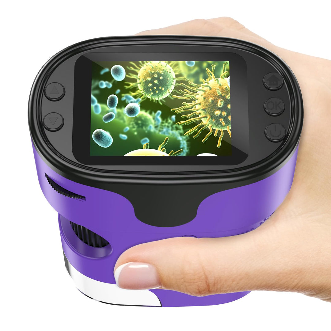 1000X Digitales Handmikroskop mit 2,0" 4K Bildschirm – Wiederaufladbares Komplett-Set inkl. 32GB Spe