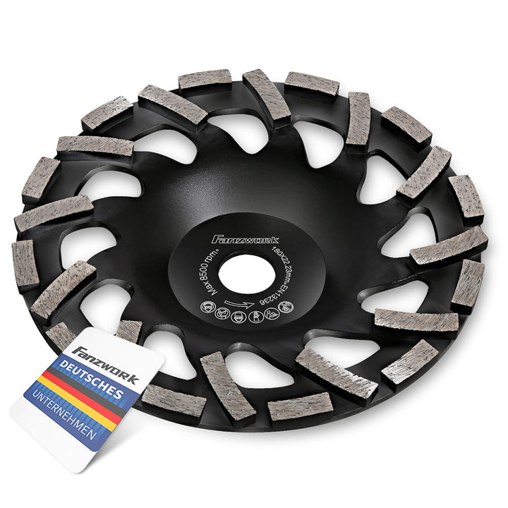 FANZTOOL Premium Diamant Schleiftopf Abrasiv 180 mm x 22,2 mm Schleifteller für abrasive Baustoffe,