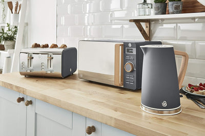 Swan Nordic Digitale Mikrowelle 20 l, 6 Betriebsstufen, 800 W Leistung, 30 Minuten Timer, einfache R