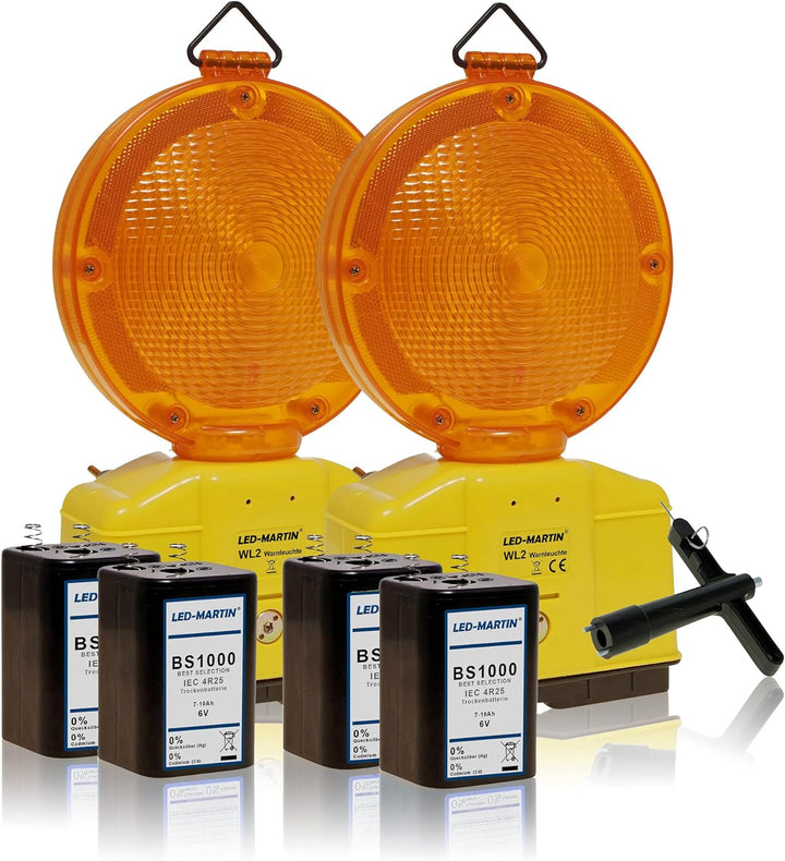 LED-MARTIN® 2er Sparset Warnleuchte - gelb - automatische TAG/Nachtschaltung - Blinklicht - Warnleuc