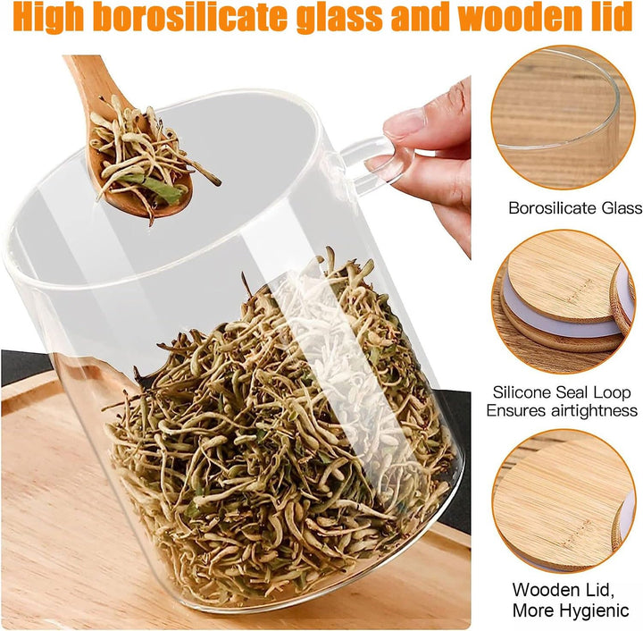 NEEMOSI Vorratsdosen Glas mit Deckel,Gut Verschlossenes Vorratsgläser mit Löffel und Deckel,Ideal fü