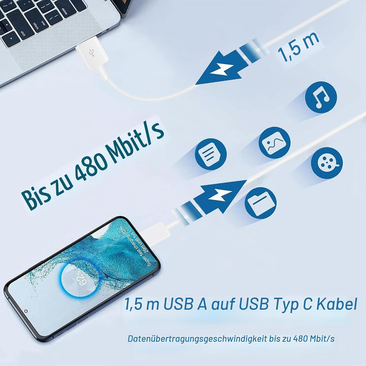 3er Pack USB Ladegerät mit Ladekabel Original USB Typ-C für Samsung Galaxy A15 A14 A13 A04S A71 A55